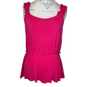Harper 241 Women's Fuchsia Pink Sleeveless Peplum Top Large